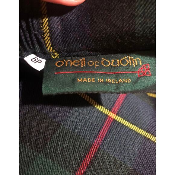 O'Neills of Dublin vintage 100% wool green red navy plaid skirt size 6 p - Picture 10 of 11